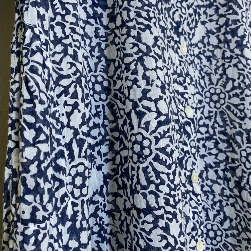 Roller Rabbit Navy‎ Damask Print Long Sleeve Maxi Dress Cover-Up Boho Size M - Picture 5 of 7